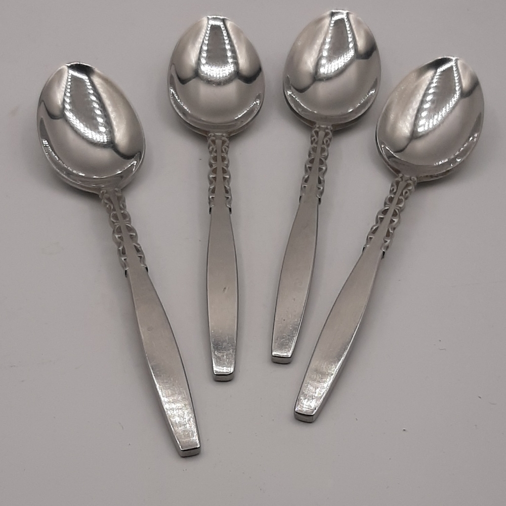 International Lyon ALHAMBRA Stainless Satin Handle Silverware Dinner 4 Teaspoons